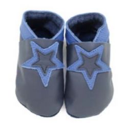 Noir étoile bleue foncé: chaussons en cuir souple
