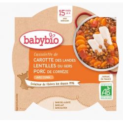 Assiette Cassolette de Carotte Lentilles & Porc au Cumin dès 15 mois