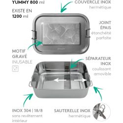 Lunch box YUMMY Ginkgo tout Inox étanche - 800ml