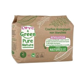 Couches Pure Nature (35)- T2 , 3-6 kg Love and Green