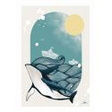 Affiche A4 Baleine et petit bateau- MoonChild Illustration