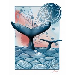 Affiche Duo Baleine A3 - MoonChild Illustration
