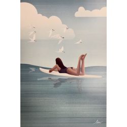 Affiche A4 surfeuse - MoonChild Illustration